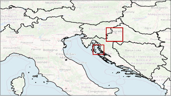 Location of the case (Zagreb, Croatia) in a map.
