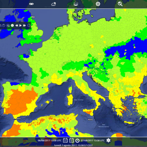 FDI_europe RISICO output of Fire Danger Index on European domain (run on 2017-08-07 00:00)