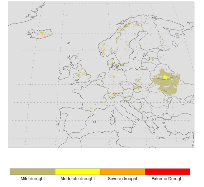 Severity of the drought in July groundwater storage (SGI-1, 75th percentile of 51 ensemble members).