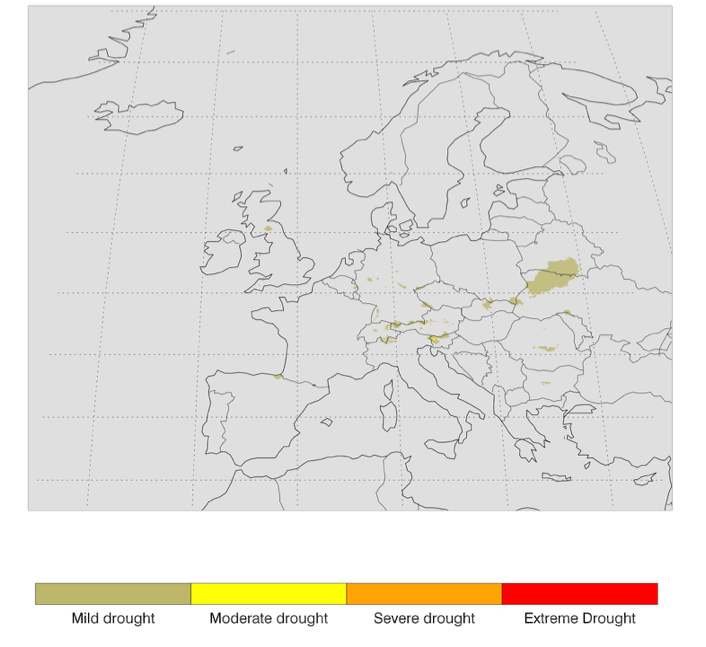 Severity of the drought in precipitation - evaporation in July (SPEI-1, 75th percentile of 51 ensemble members).
