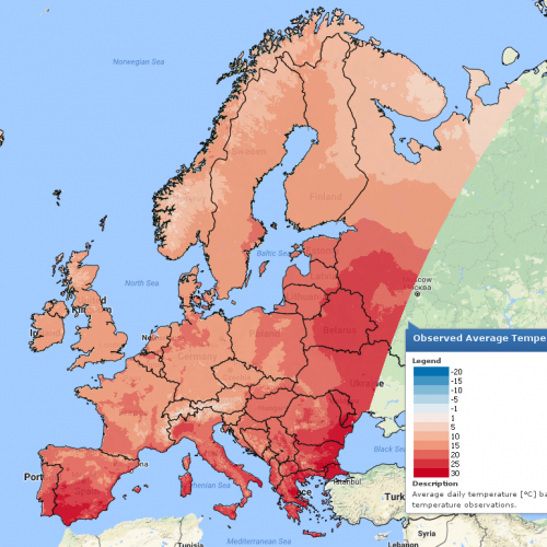 Average daily temperature [ºC] based on interpolated temperature observations