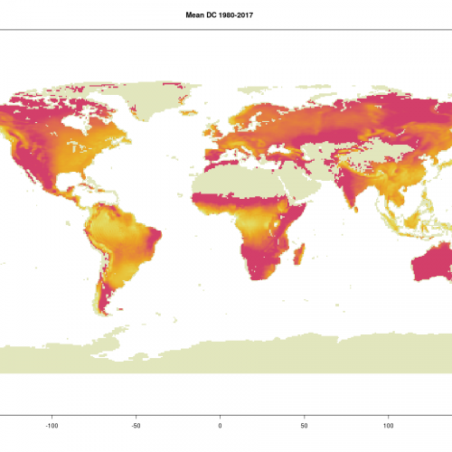 Mean DC in the period 1980-2017 (no-vegetation areas are masked out)