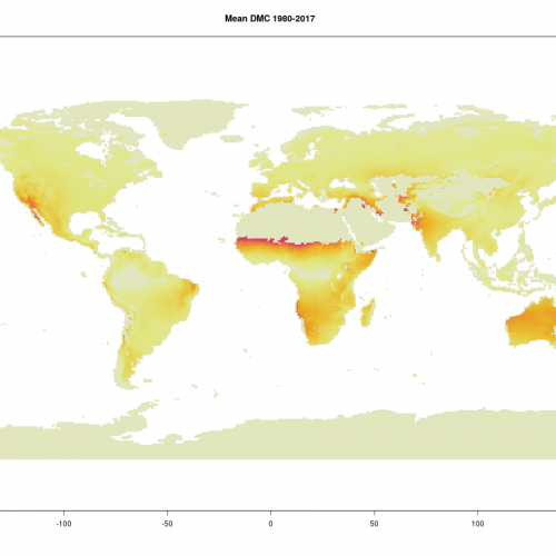 Mean DMC in the period 1980-2017 (no-vegetation areas are masked out)