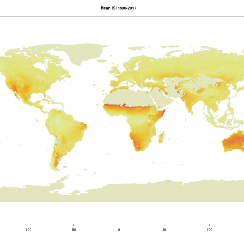 Mean ISI in the period 1980-2017 (no-vegetation areas are masked out)